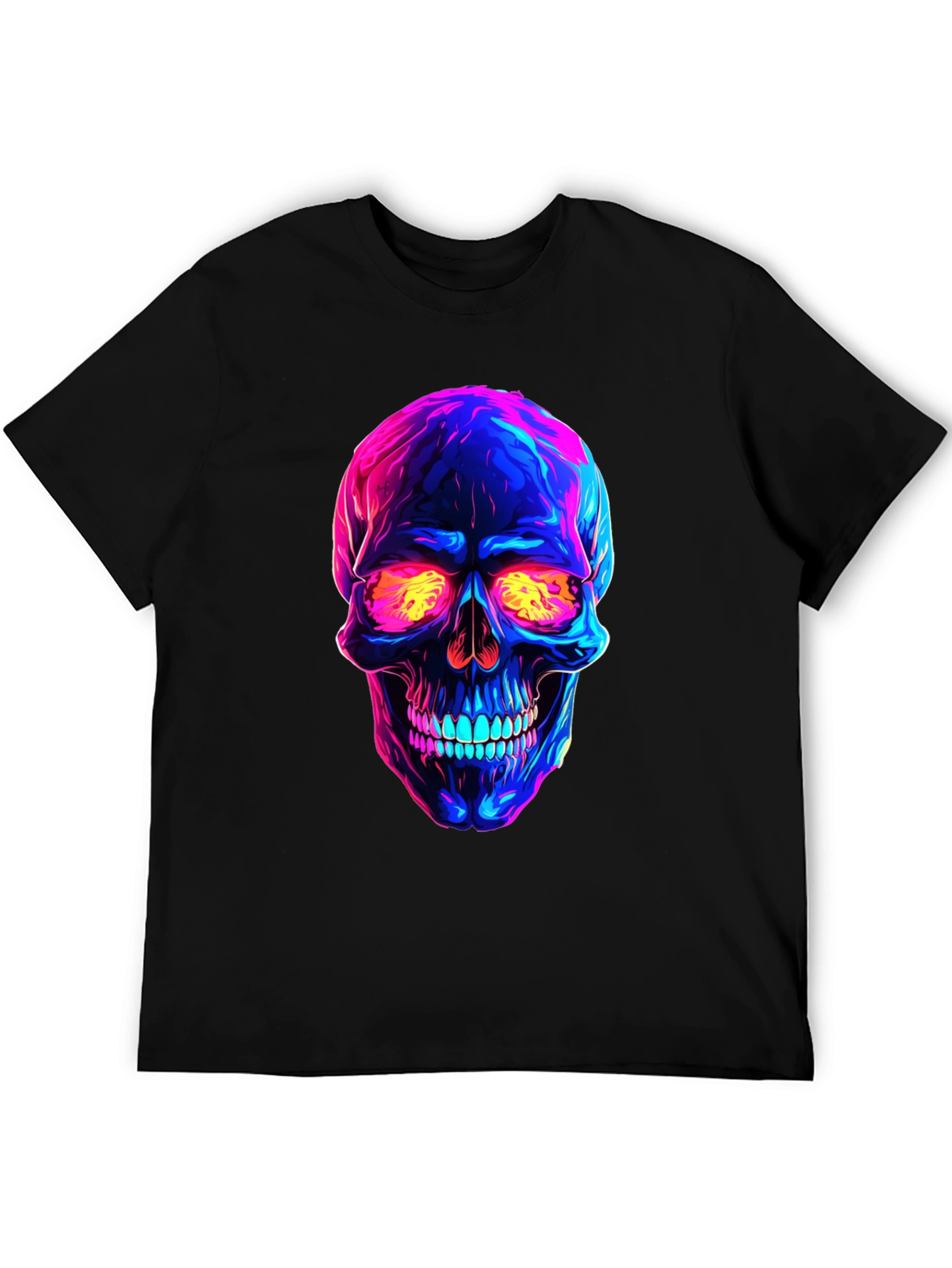 Camiseta negra con calavera neón