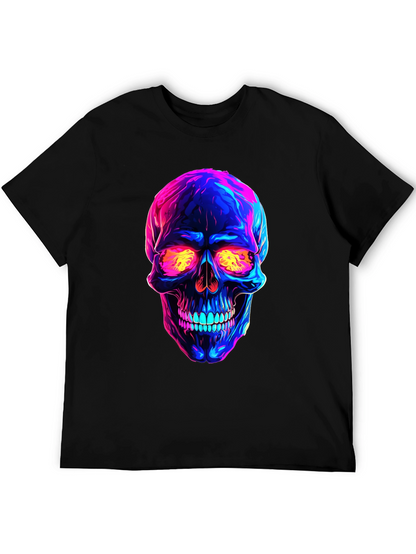 Camiseta negra con calavera neón