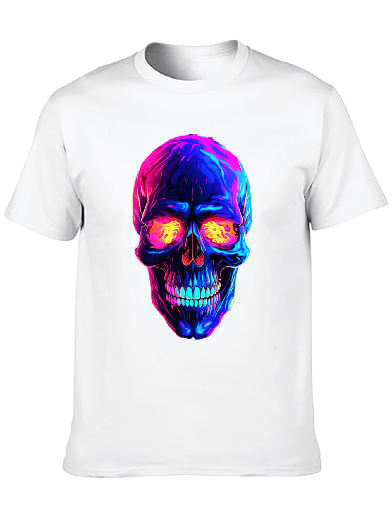 Camiseta negra con calavera neón