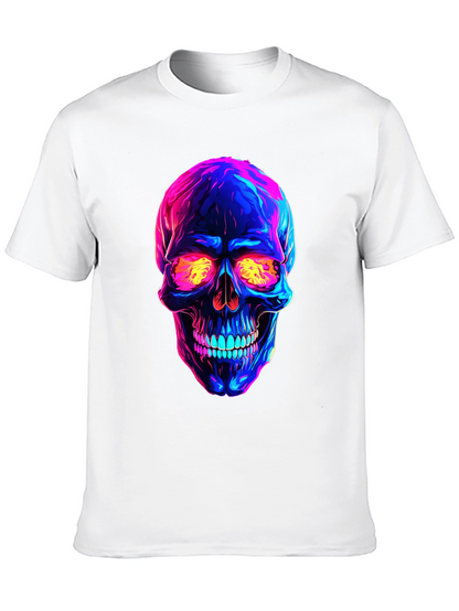 Camiseta negra con calavera neón
