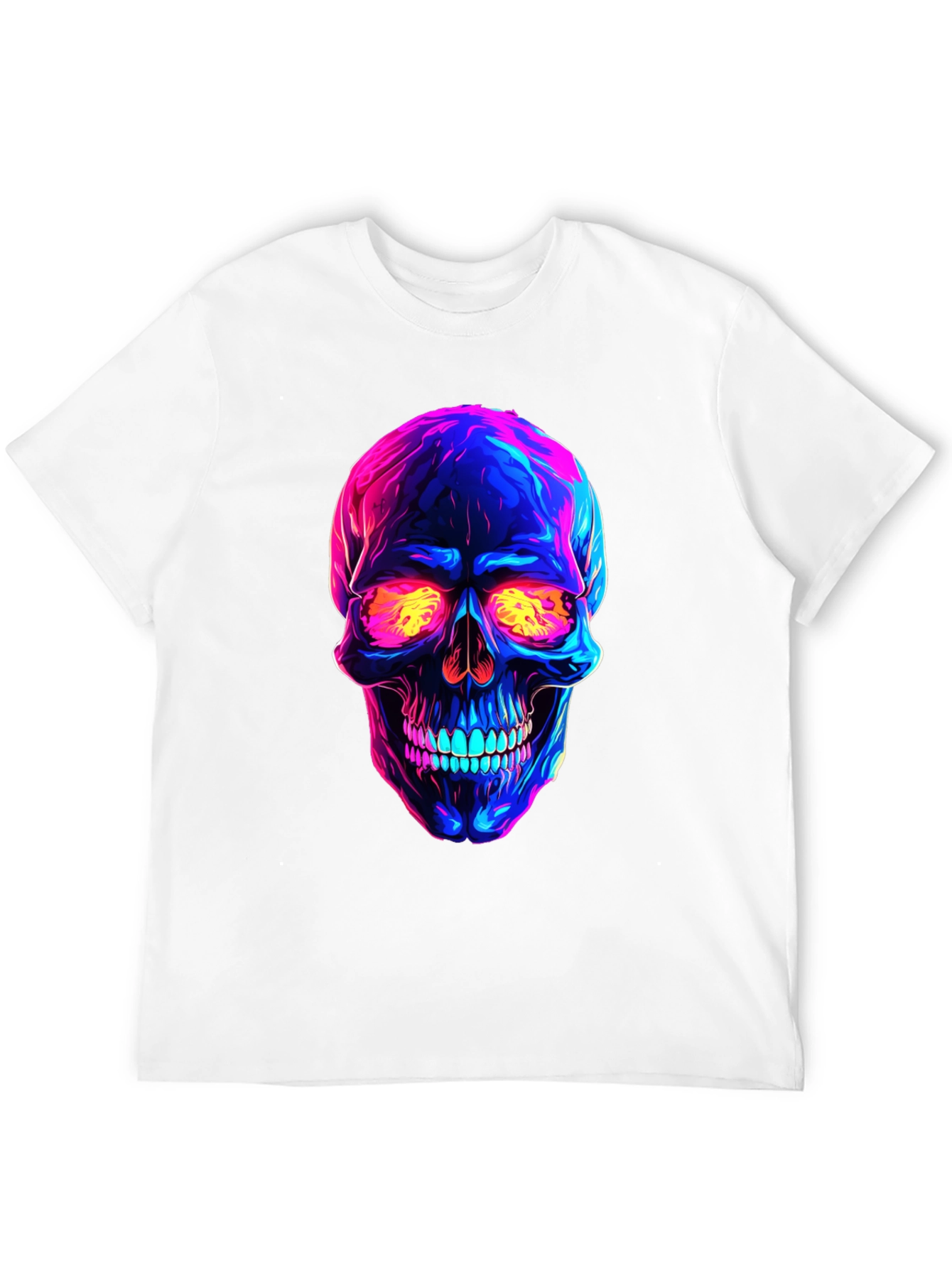 Camiseta negra con calavera neón