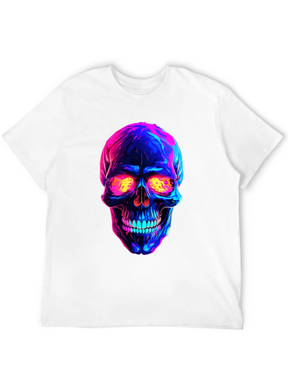 Camiseta negra con calavera neón