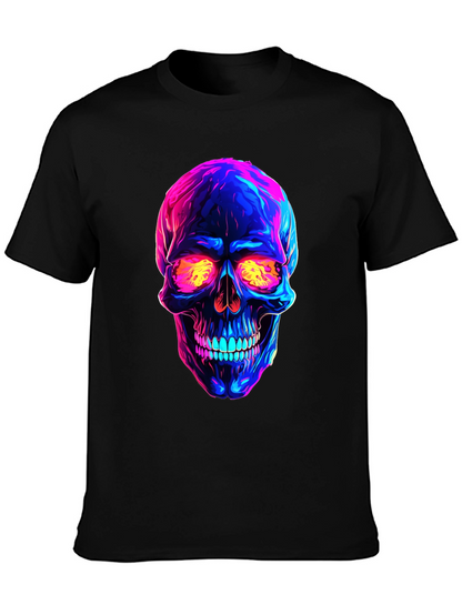 Camiseta negra con calavera neón