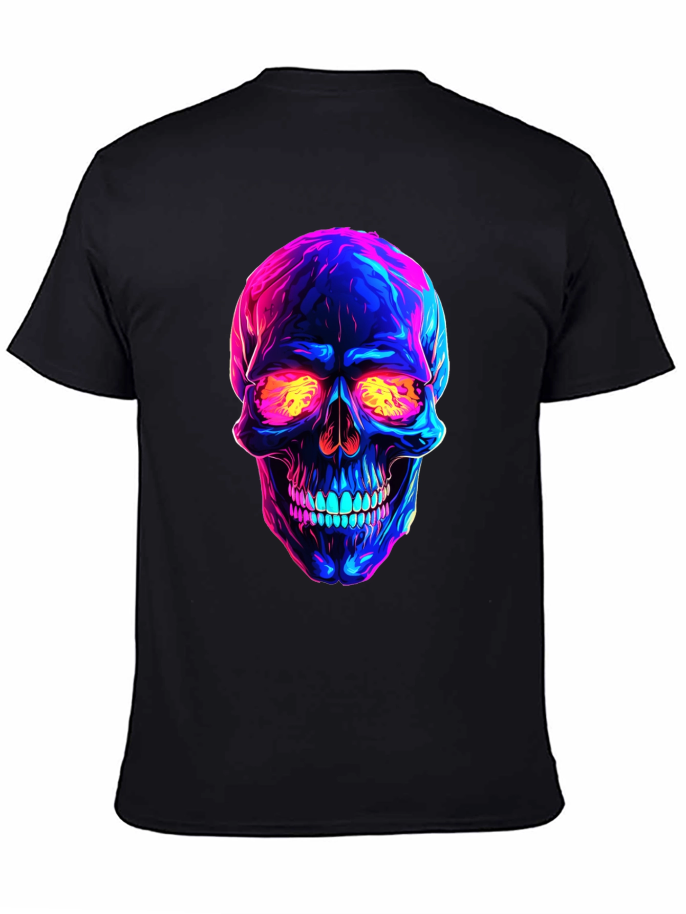 Camiseta negra con calavera neón
