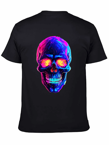 Camiseta negra con calavera neón