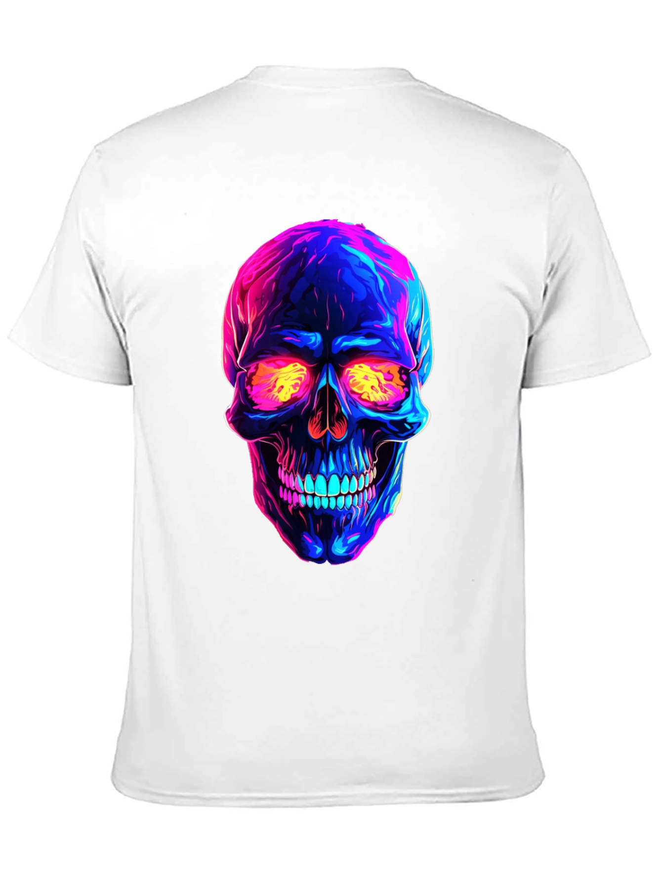 Camiseta negra con calavera neón