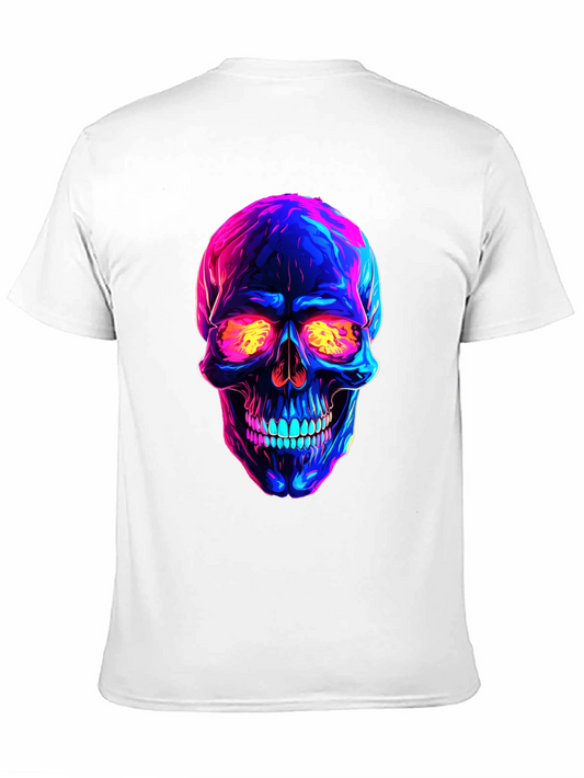 Camiseta negra con calavera neón