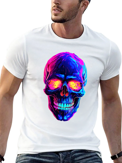 Camiseta negra con calavera neón