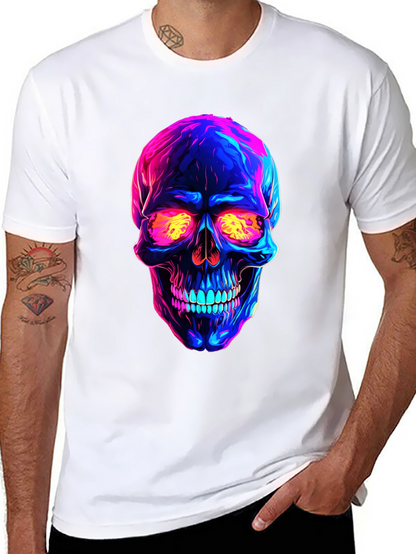 Camiseta negra con calavera neón