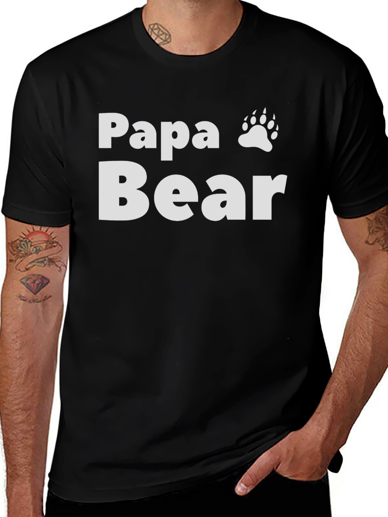 Camiseta Negra Papa Bear con Huella
