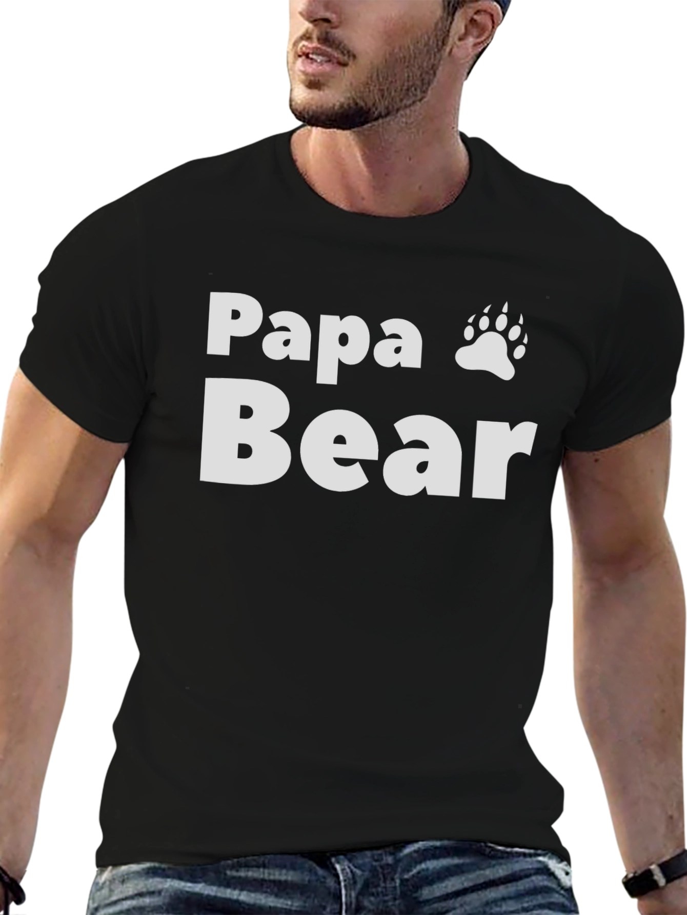 Camiseta Negra Papa Bear con Huella