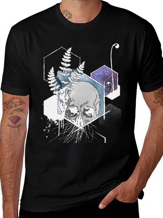 Camiseta Negra Cráneo Geométrico