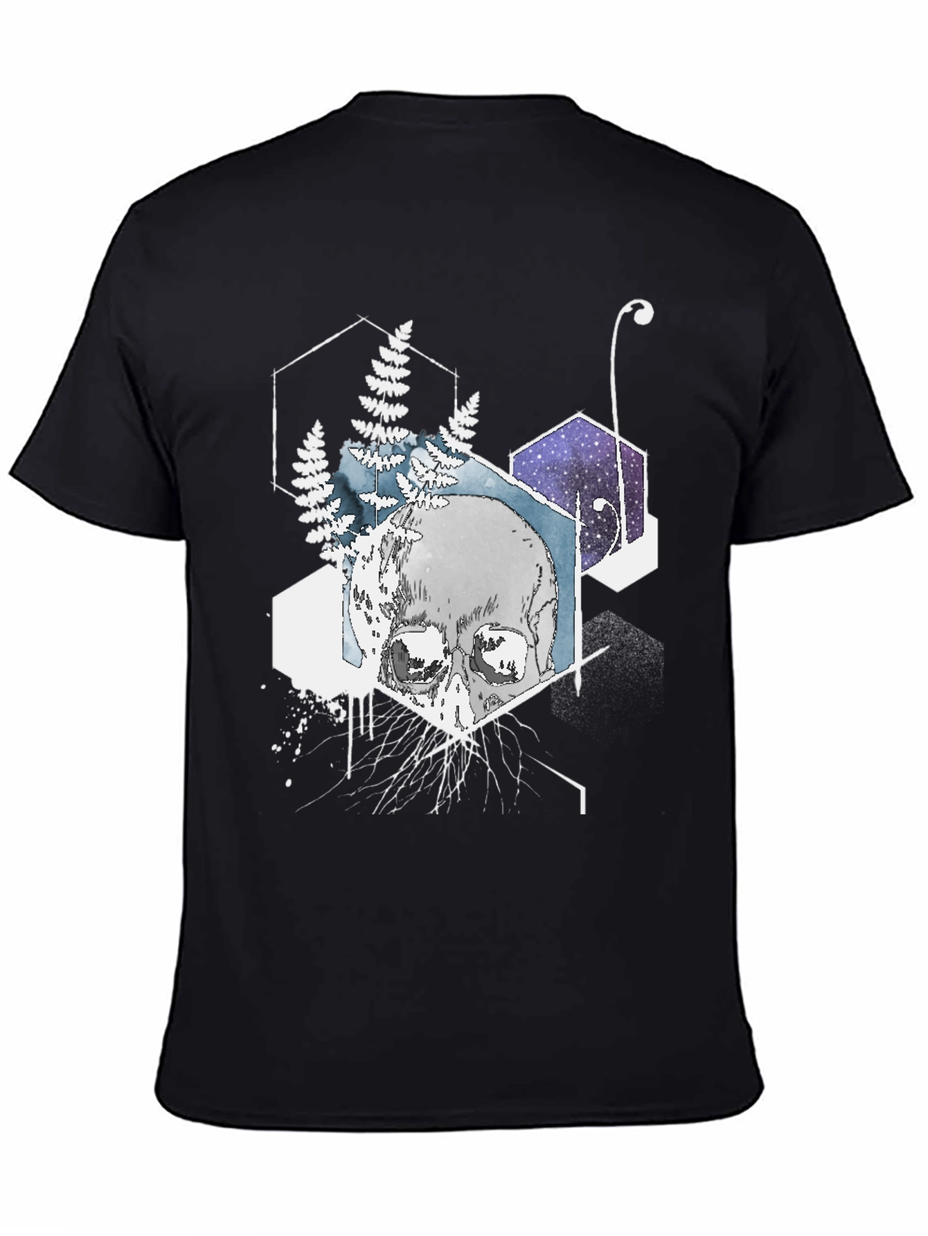 Camiseta Negra Cráneo Geométrico