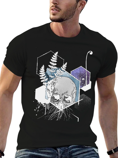 Camiseta Negra Cráneo Geométrico