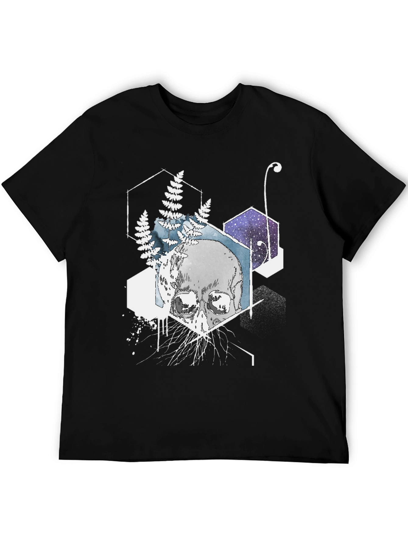 Camiseta Negra Cráneo Geométrico