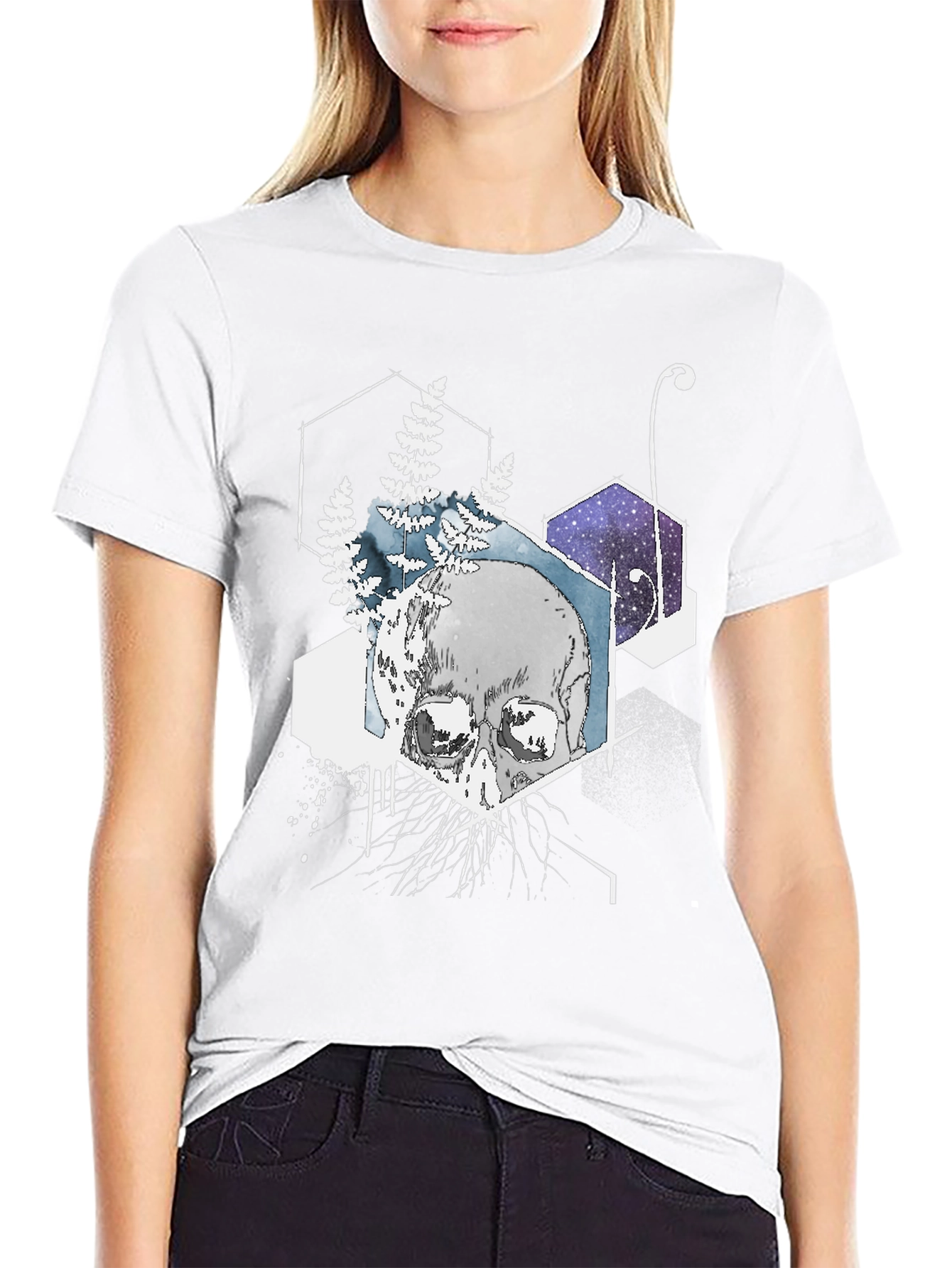 Camiseta Negra Cráneo Geométrico