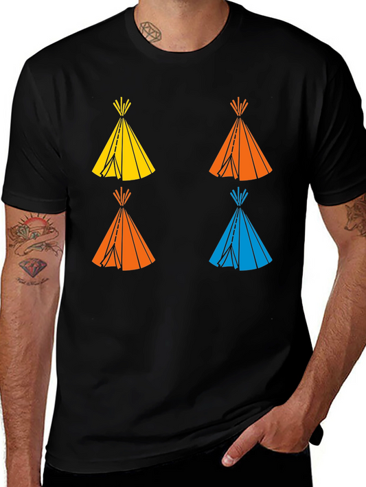 Camiseta Negra Estampado Tipis de Colores