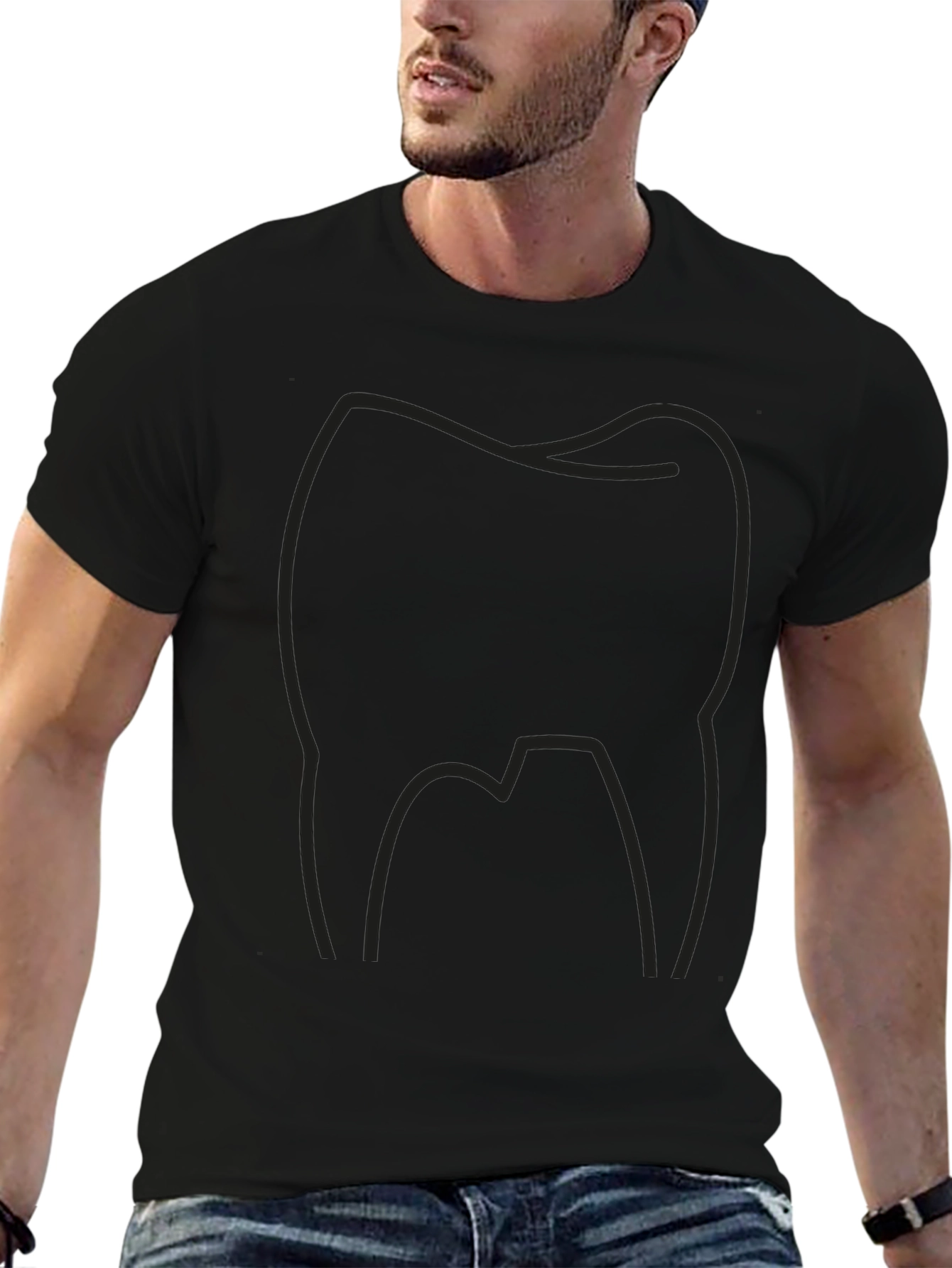 Camiseta Negra con Diseño de Muela