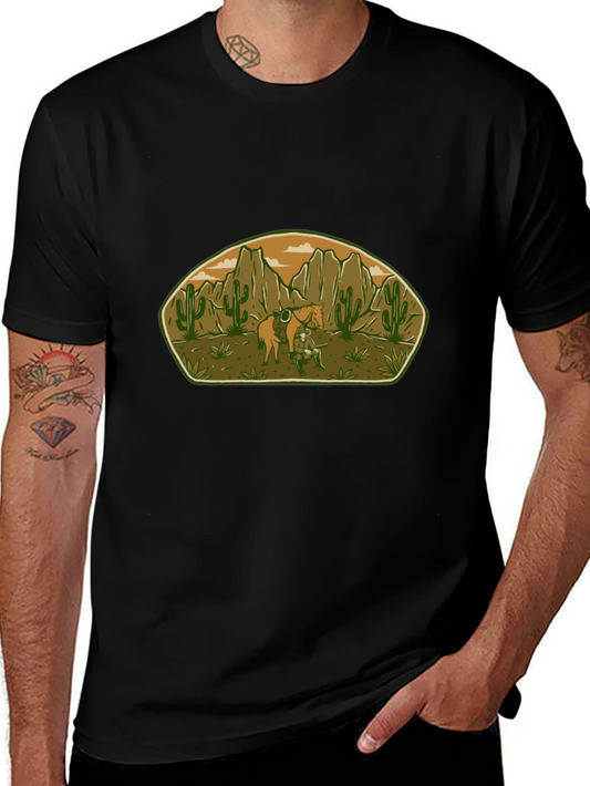 Camiseta Negra con Diseño del Viejo Oeste
