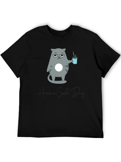 Camiseta Negra con Diseño de Gato Gruñón