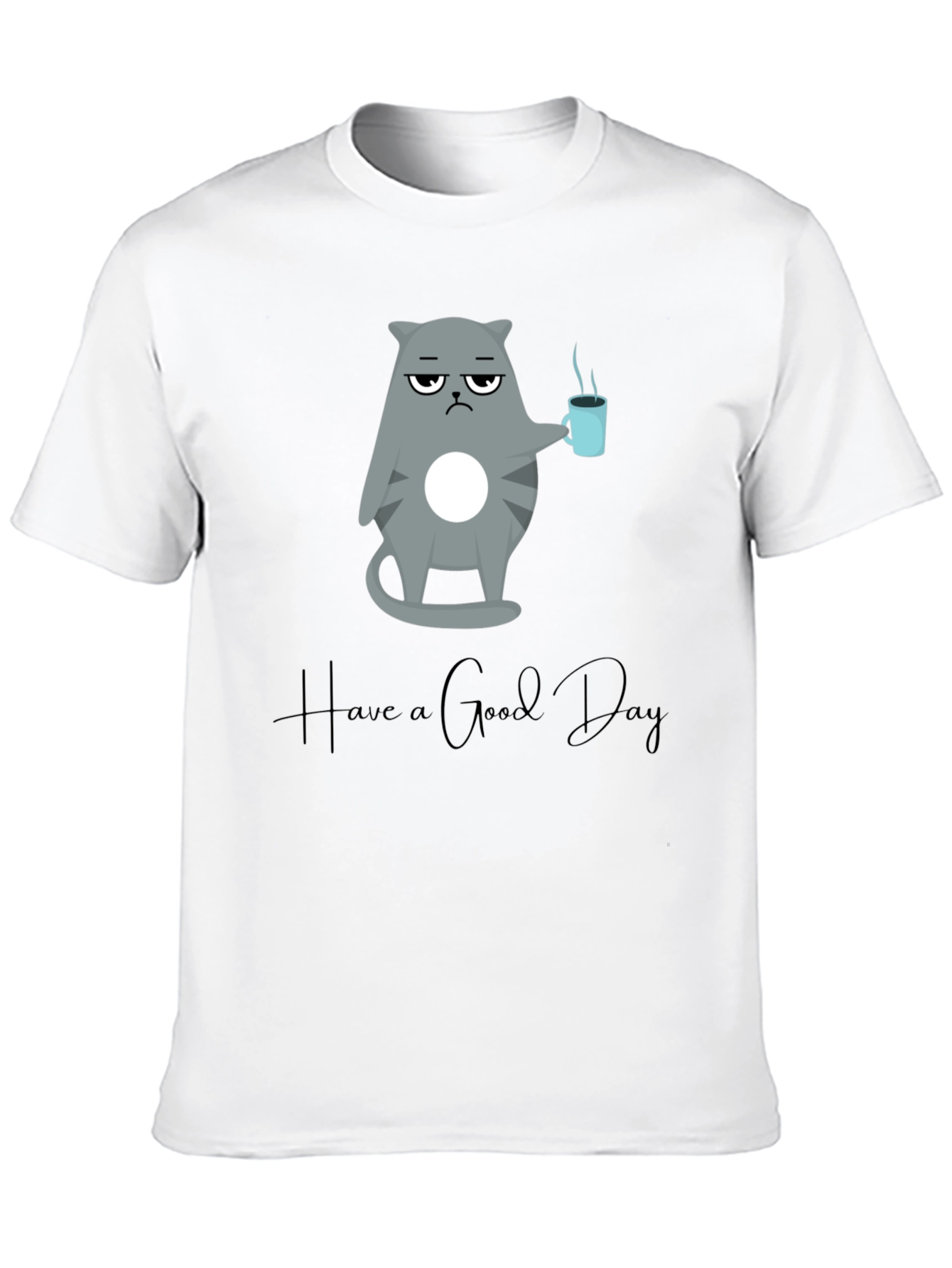 Camiseta Negra con Diseño de Gato Gruñón