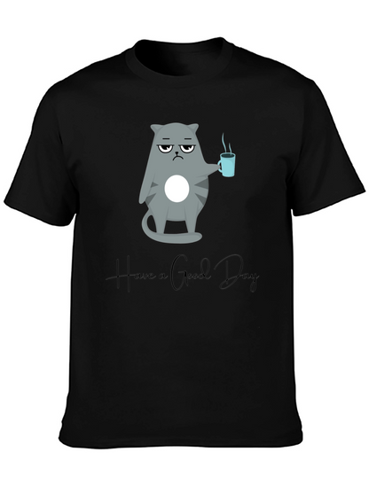 Camiseta Negra con Diseño de Gato Gruñón