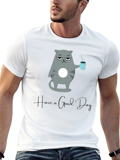 Camiseta Negra con Diseño de Gato Gruñón
