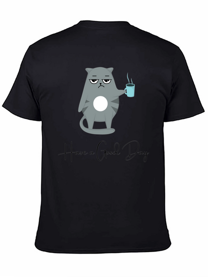 Camiseta Negra con Diseño de Gato Gruñón