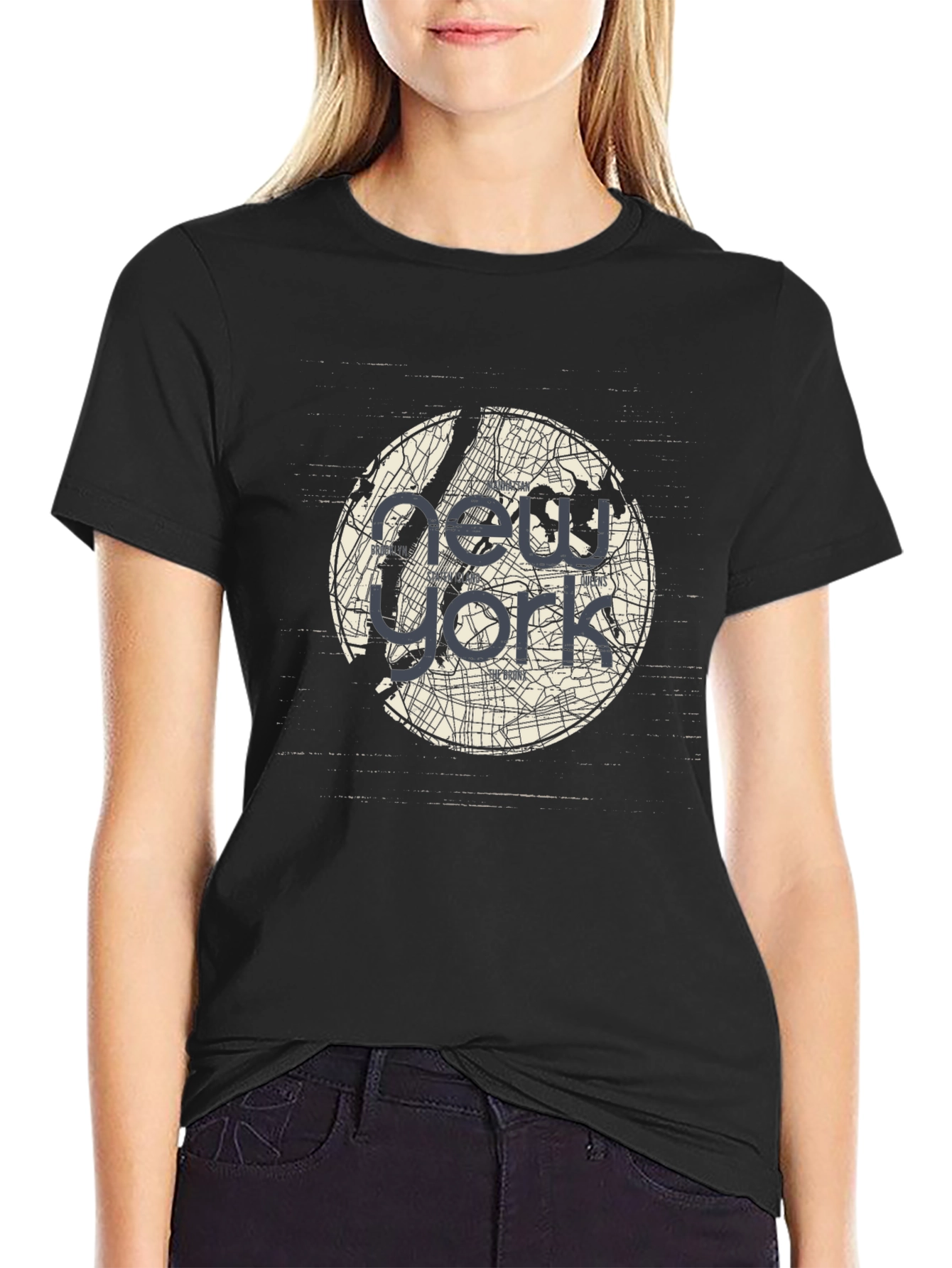 Camiseta Negra New York City Map