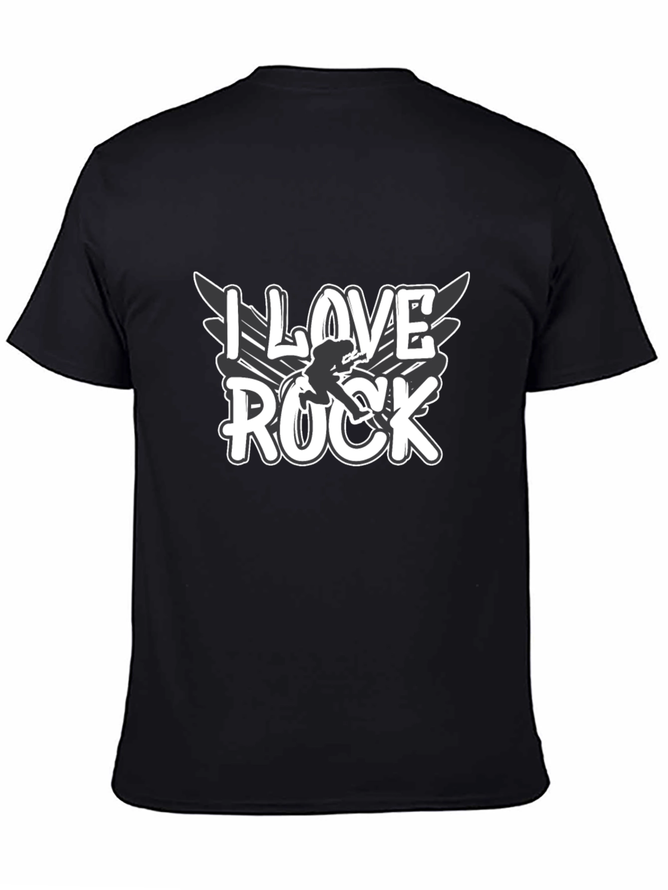 Camiseta Negra I Love Rock para Hombre