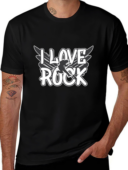 Camiseta Negra I Love Rock para Hombre