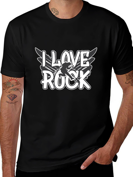 Camiseta Negra I Love Rock para Hombre