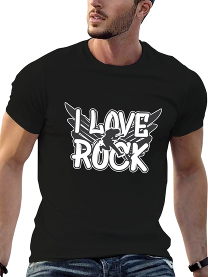 Camiseta Negra I Love Rock para Hombre