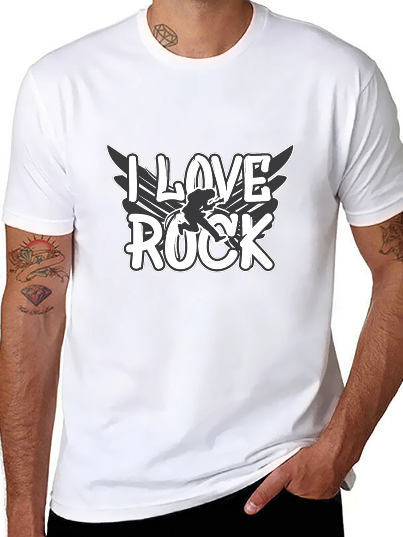 Camiseta Negra I Love Rock para Hombre