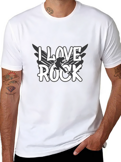 Camiseta Negra I Love Rock para Hombre