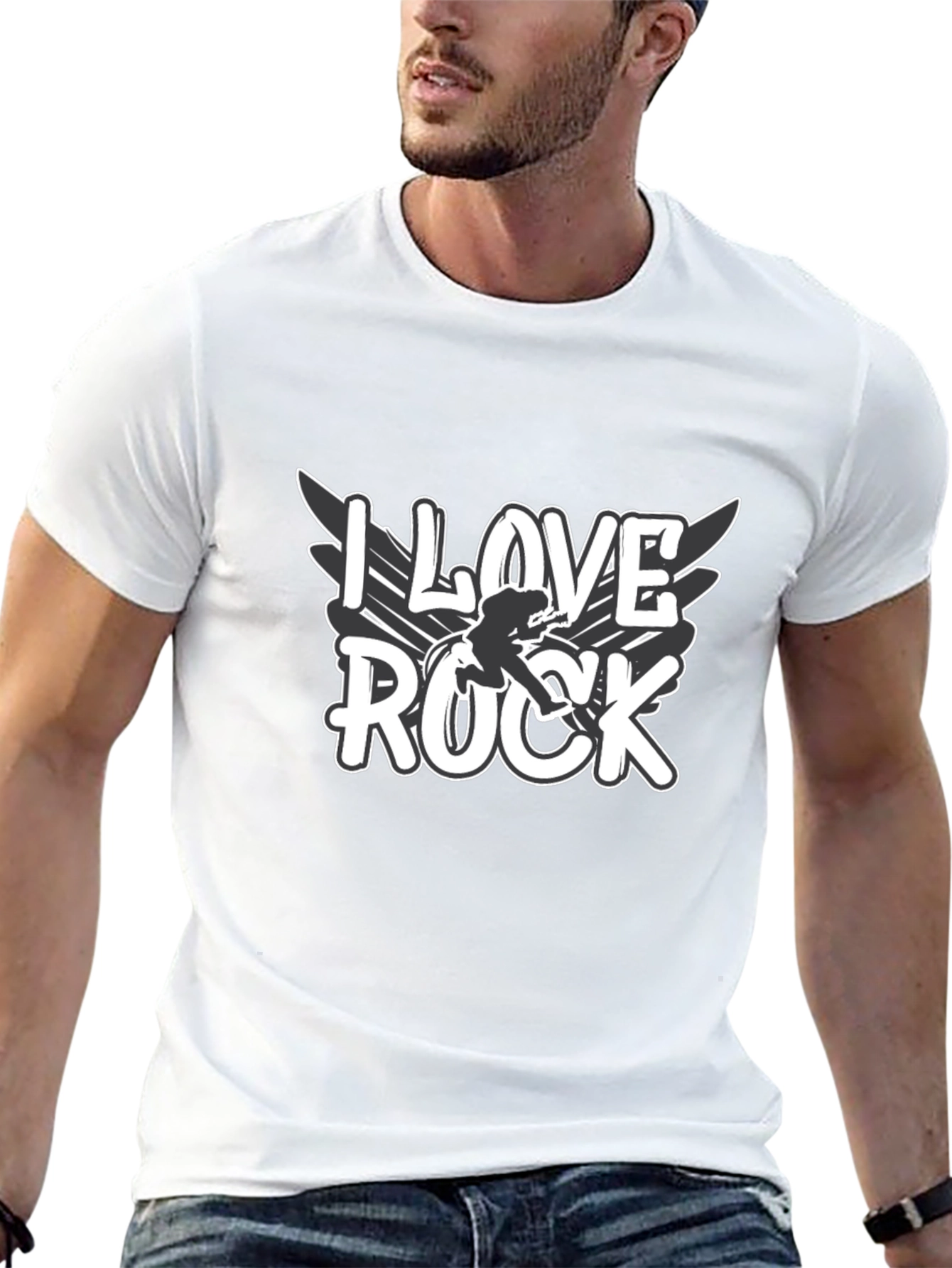 Camiseta Negra I Love Rock para Hombre