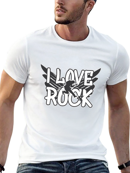 Camiseta Negra I Love Rock para Hombre