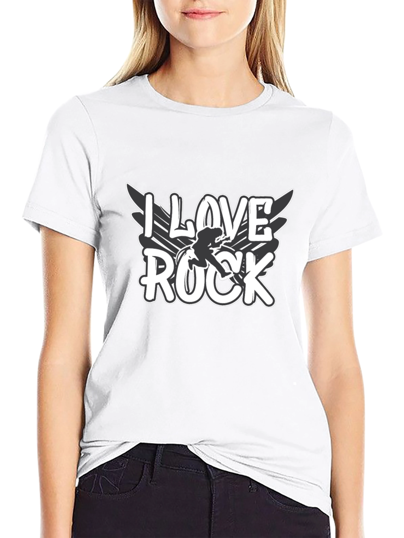Camiseta Negra I Love Rock para Hombre