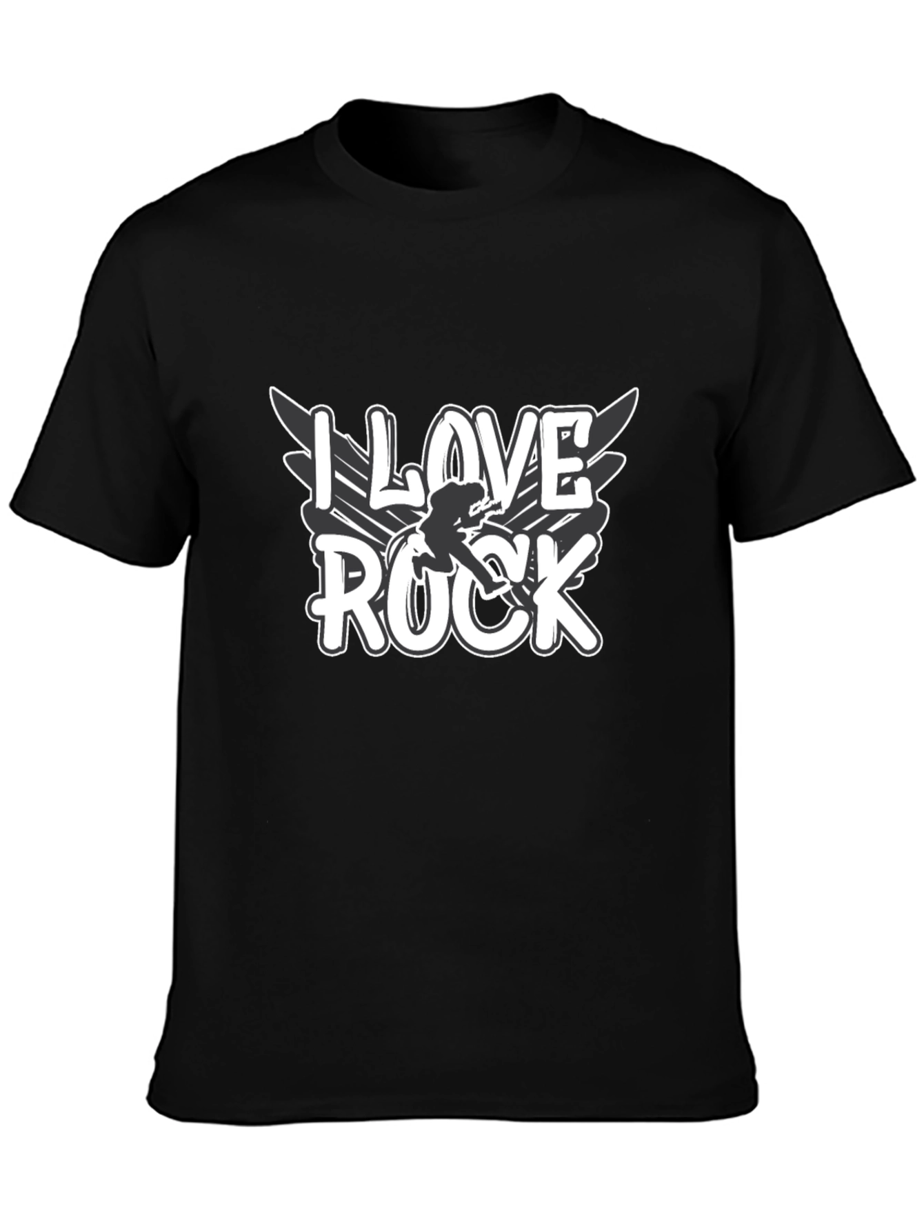Camiseta Negra I Love Rock para Hombre