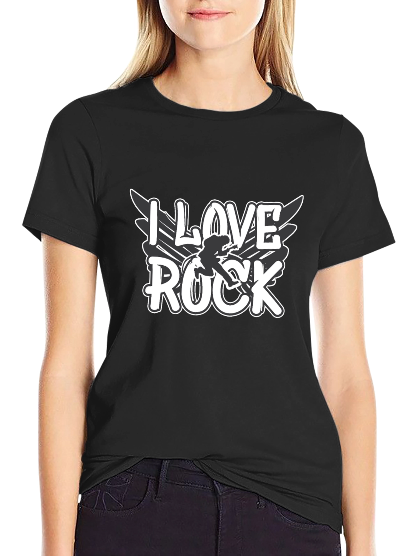 Camiseta Negra I Love Rock para Hombre