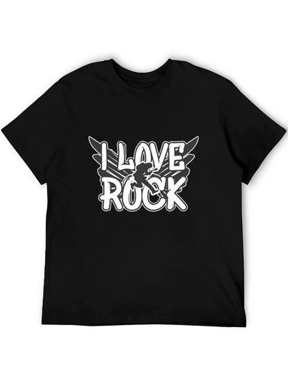 Camiseta Negra I Love Rock para Hombre