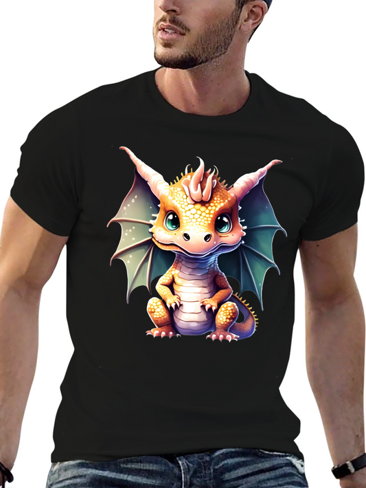 Camiseta Negra con Estampado de Dragón Bebé