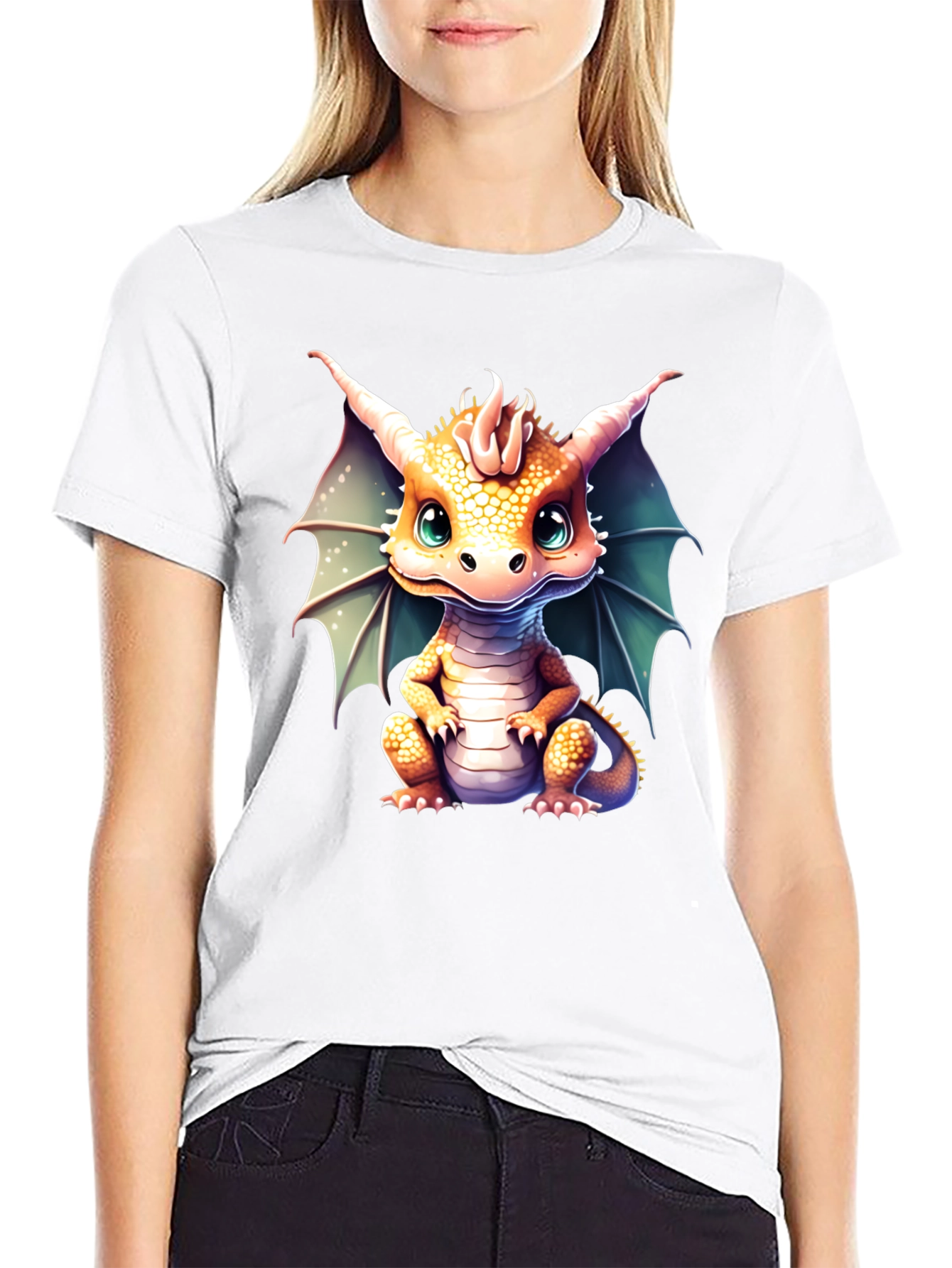 Camiseta Negra con Estampado de Dragón Bebé
