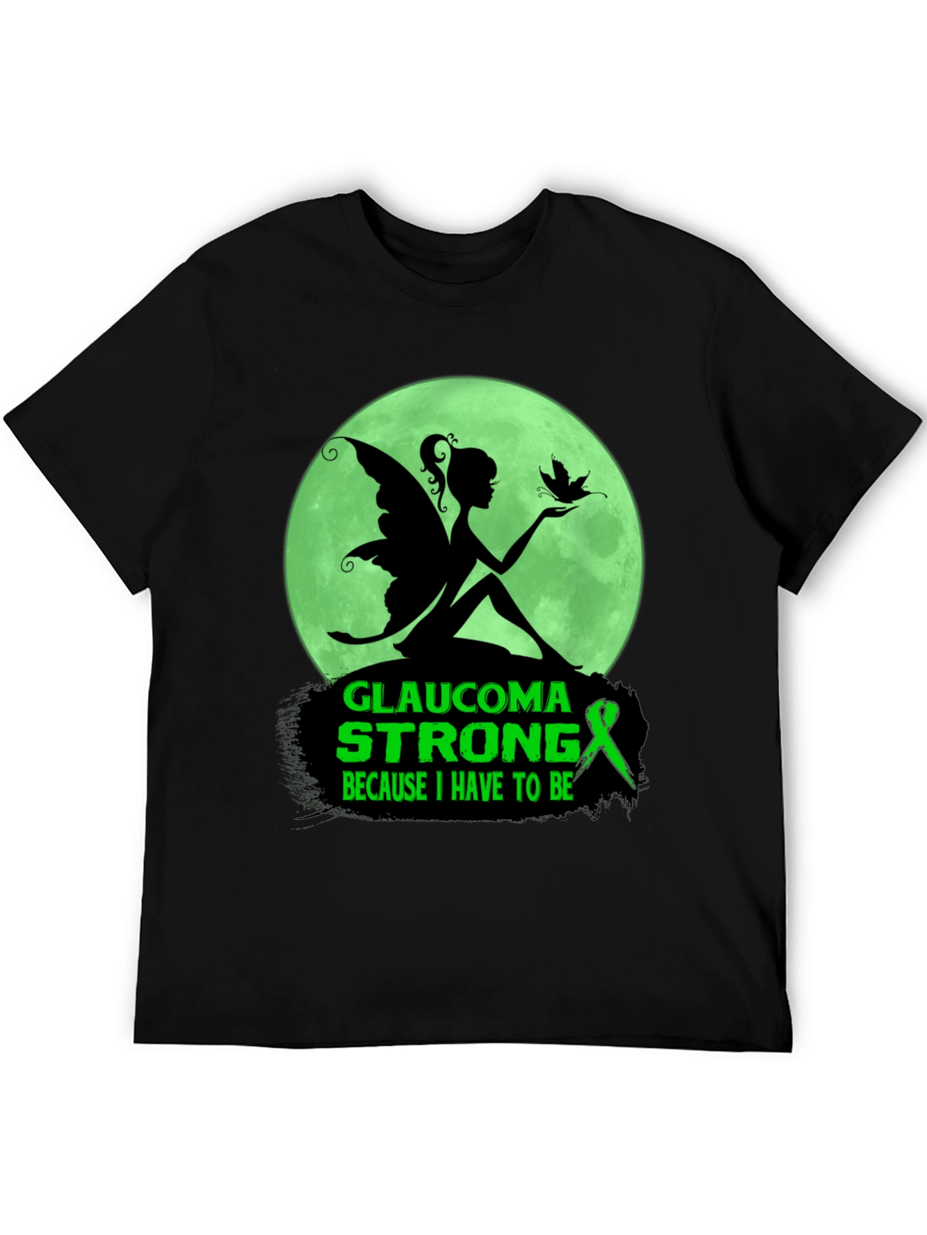 Camiseta Negra Glaucoma Strong Mujer Hada Luna