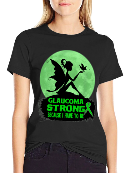 Camiseta Negra Glaucoma Strong Mujer Hada Luna