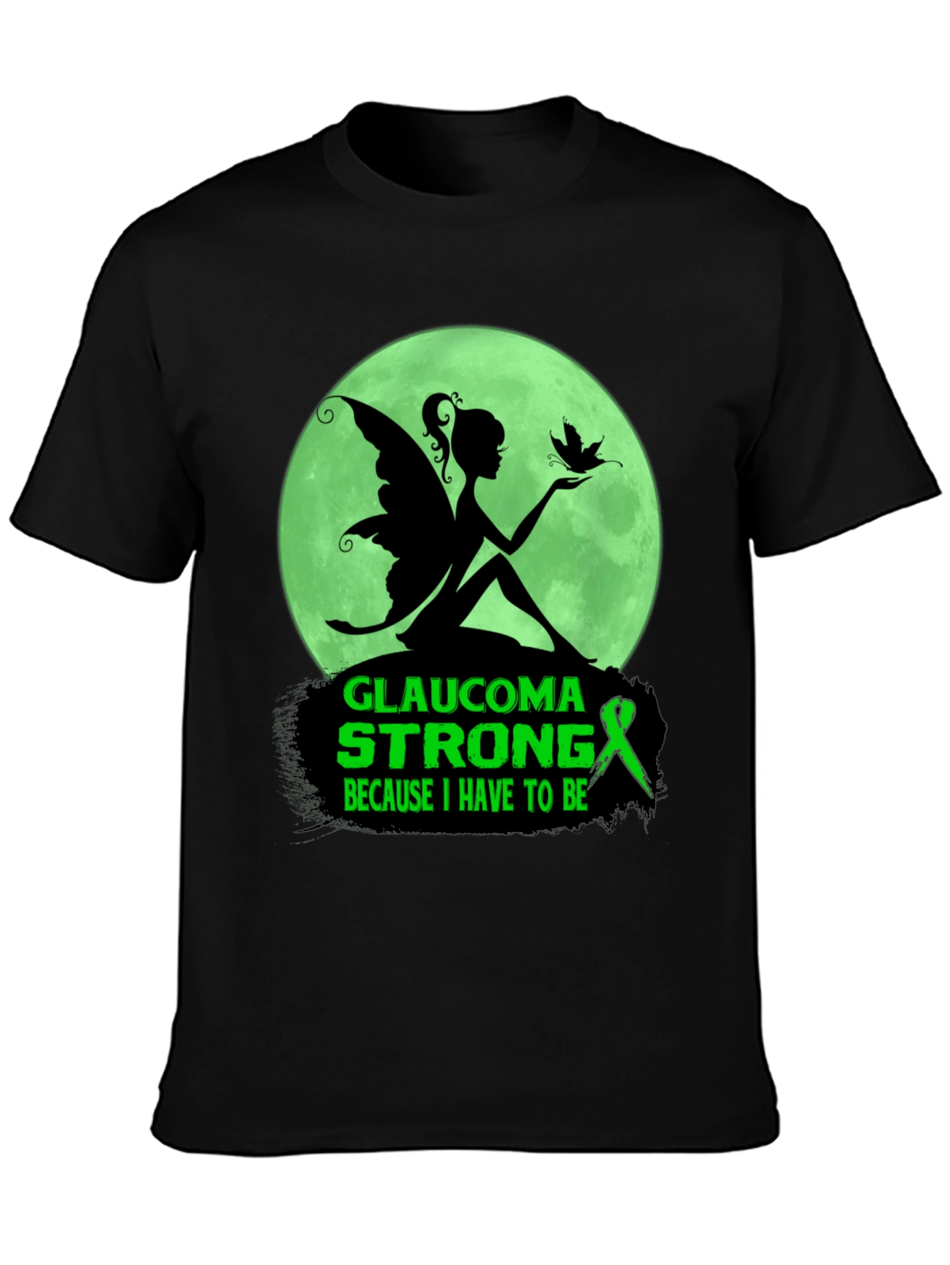 Camiseta Negra Glaucoma Strong Mujer Hada Luna