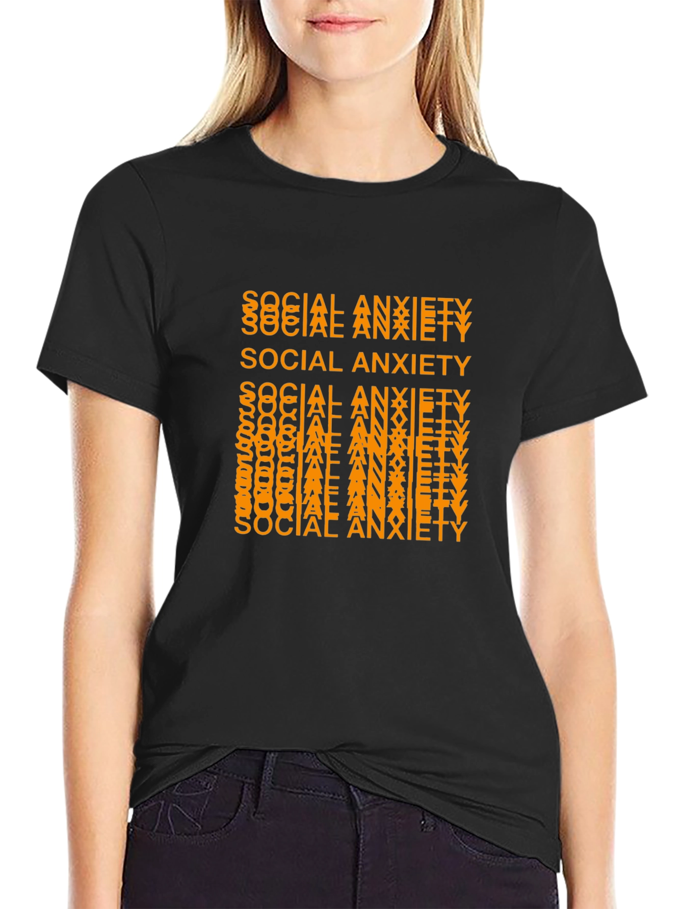 Camiseta Negra con Diseño Social Anxiety