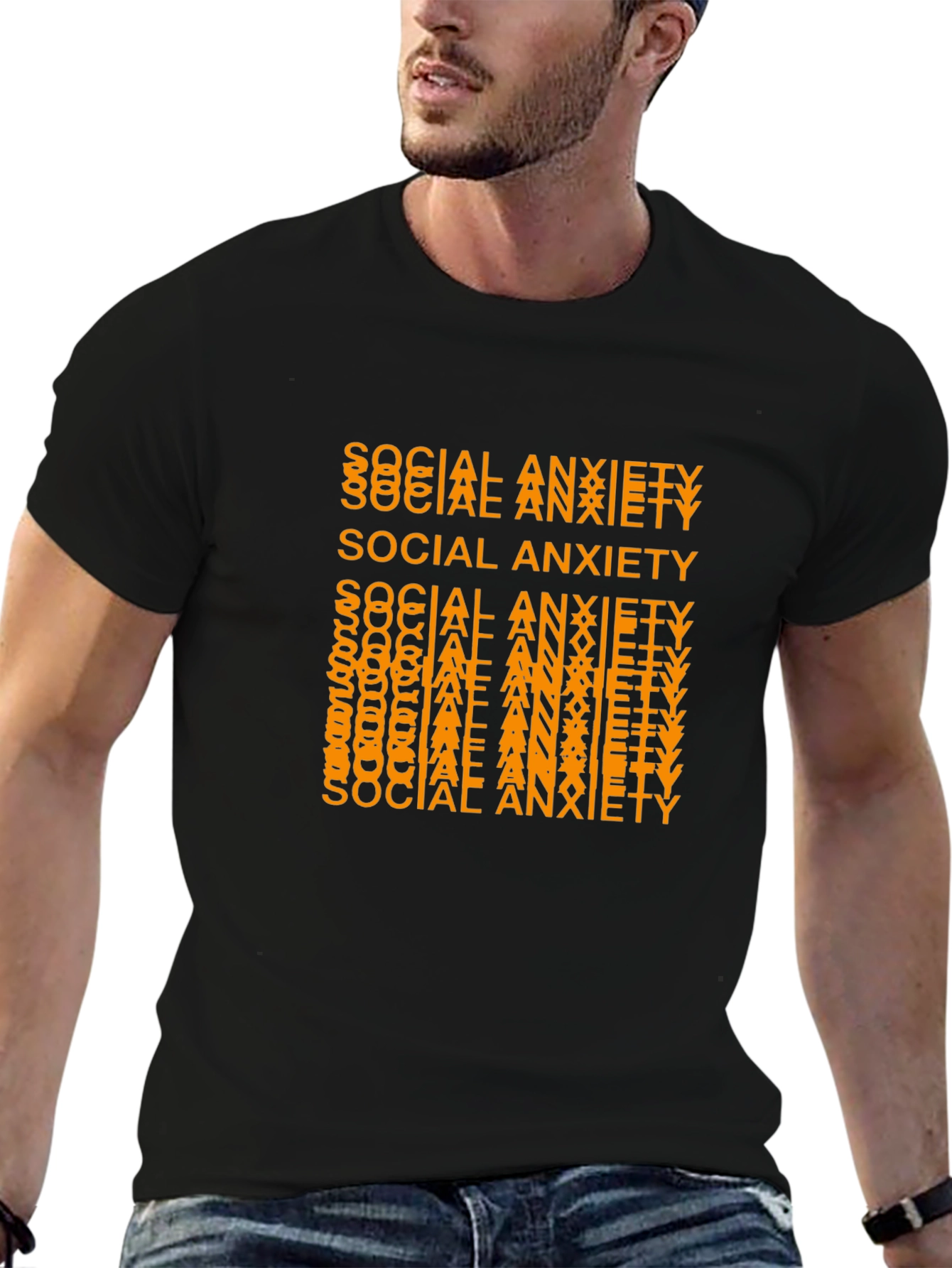 Camiseta Negra con Diseño Social Anxiety