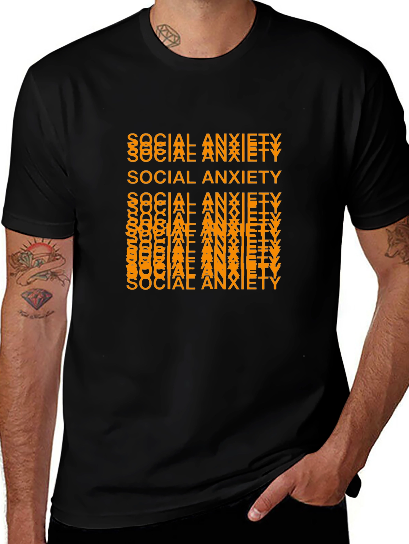 Camiseta Negra con Diseño Social Anxiety