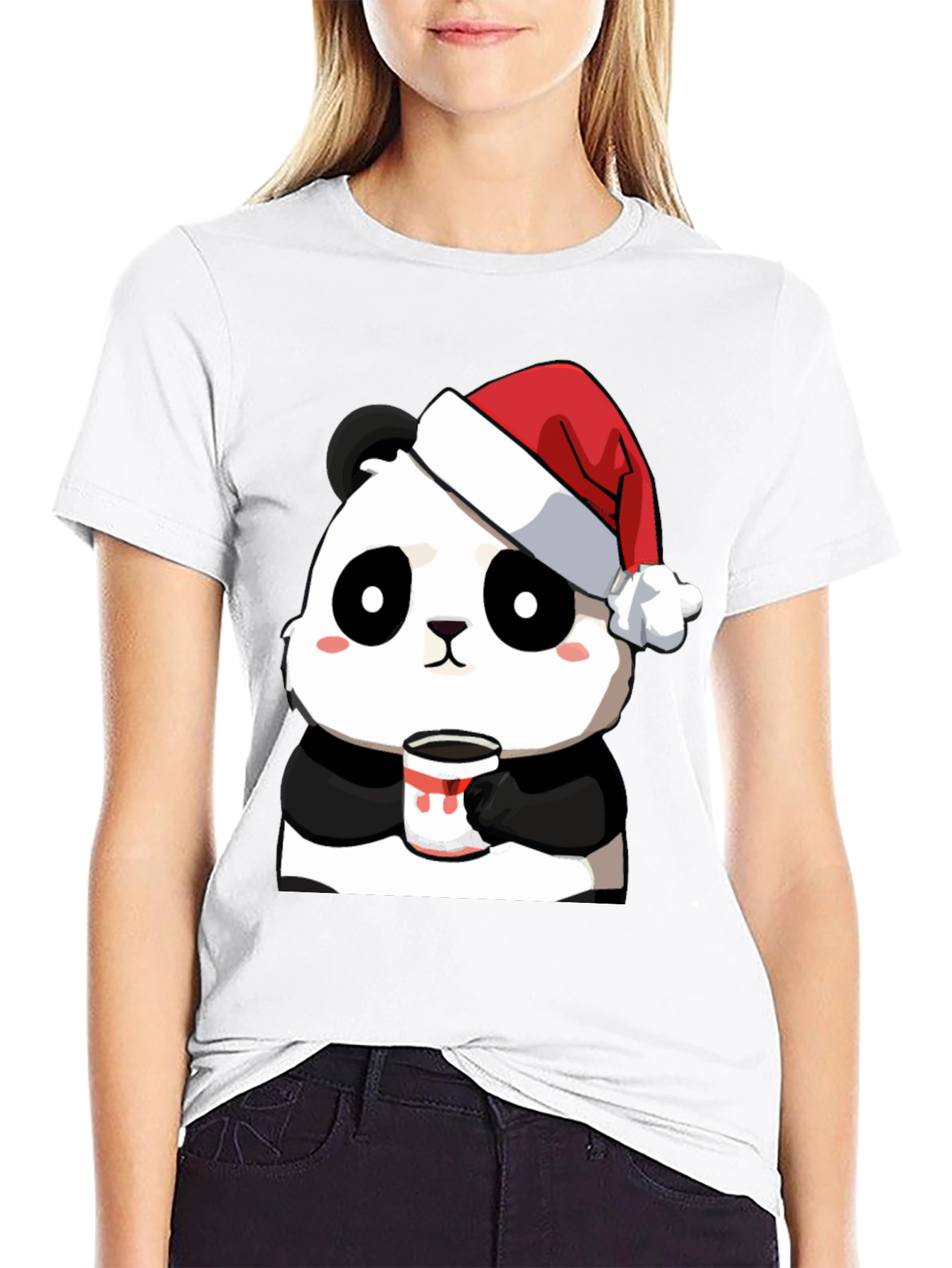 Camiseta Panda Navideño con Taza - Diseño Único